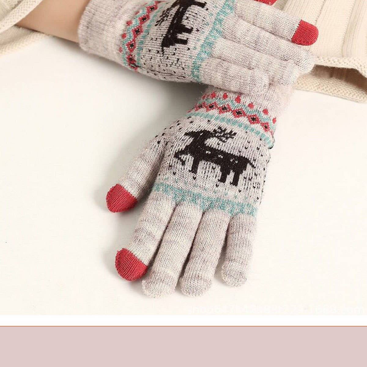 CWAG00573_UNISEX WINTER REINDEER TOUCHSCREEN GLOVES