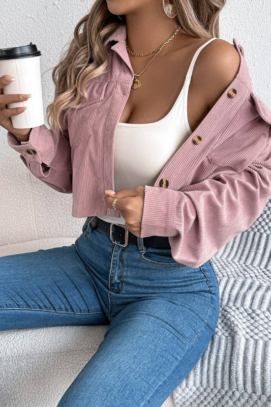 CWOCO1213_CASUAL CORDUROY POCKET CROPPED JACKET