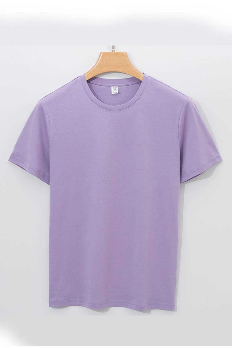 CWTBLS1785_CASUAL SOLID COLOR ROUND NECK MEN'S T-SHIRT