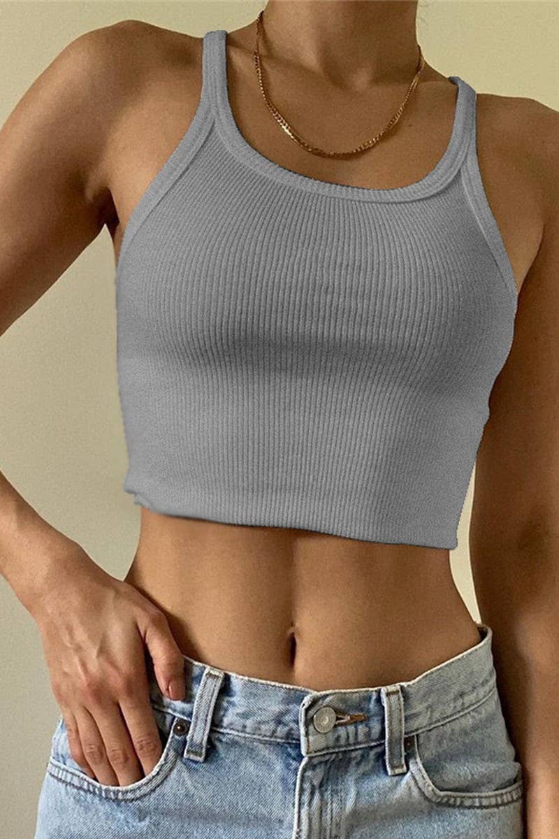 CWTTK0856_SUMMER COTTON U-NECK CROPPED CAMISOLE TOP