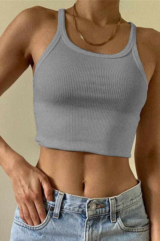 CWTTK0856_SUMMER COTTON U-NECK CROPPED CAMISOLE TOP