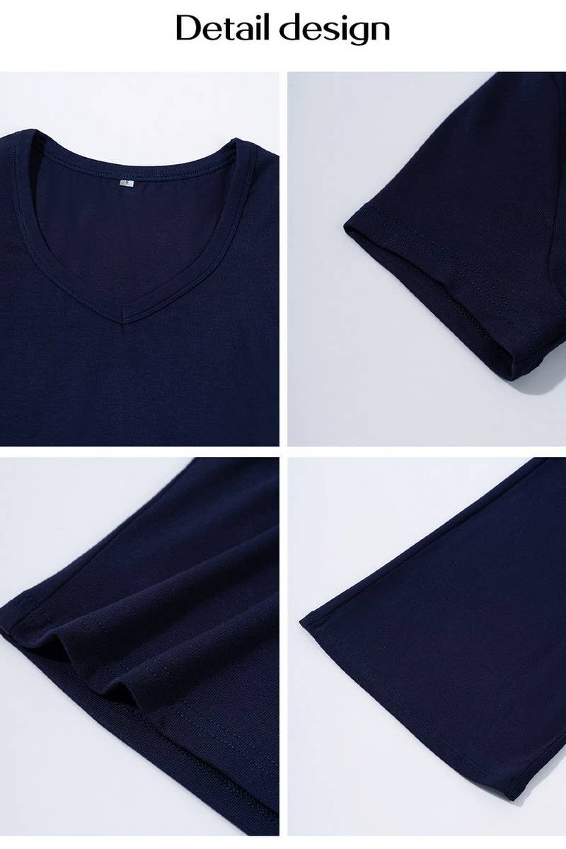 CWSTB1584_SOLID COLOR SHORT-SLEEVED T-SHIRT AND PANTS SET