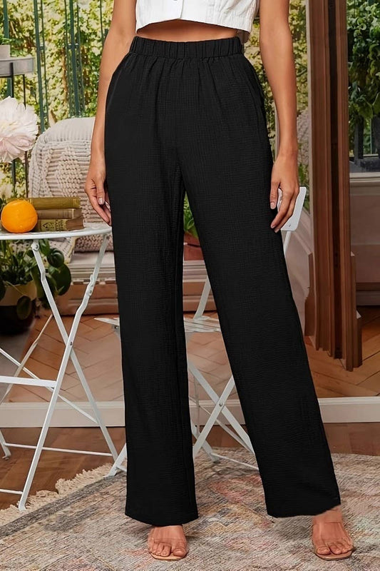 CWBLP1983_ELASTIC WAIST CASUAL COMFORTABLE STRAIGHT PANTS