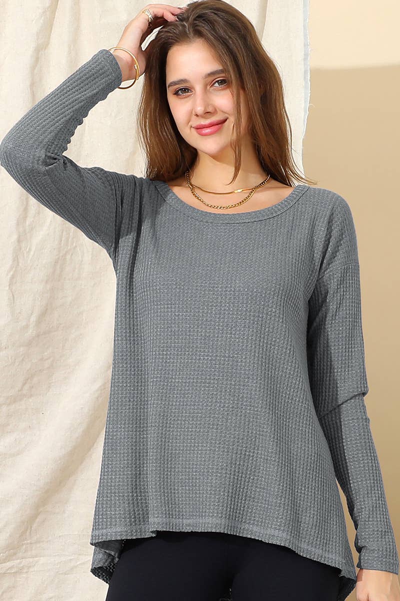 CWTTL975_LONG SLEEVE ROUND NECK WIDE HEM TUNIC TOP