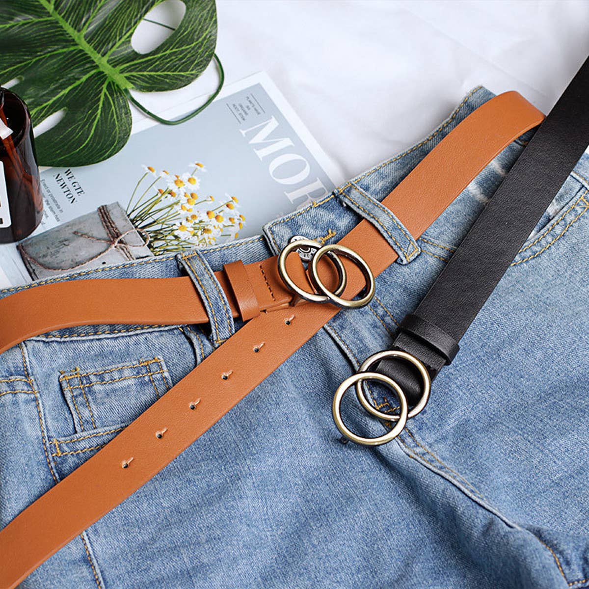 CWABE0884_SIMPLE WOMEN'S ROUND BUCKLE BELT