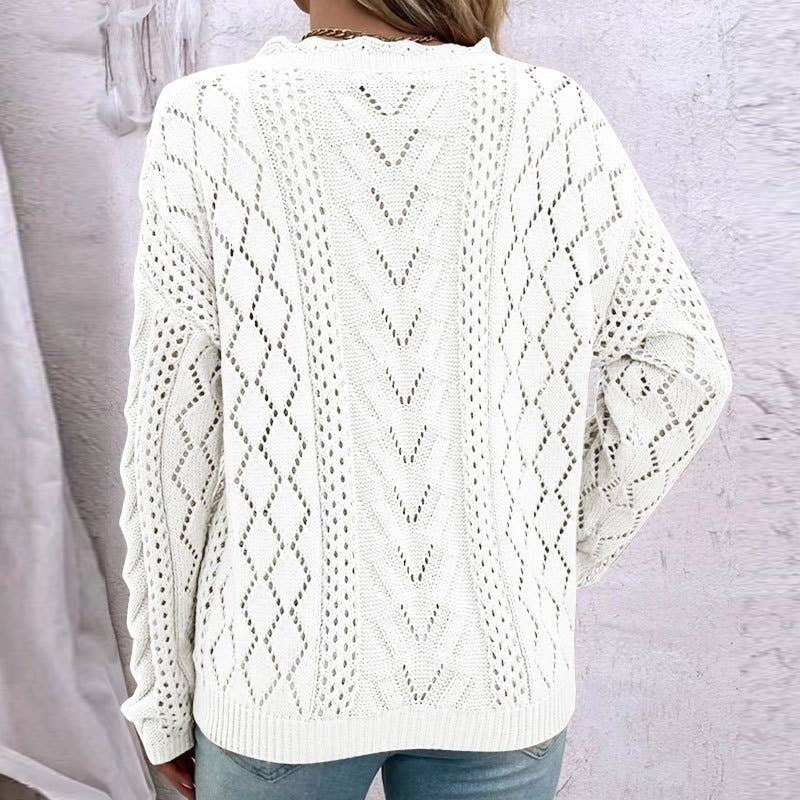 DESIGN HOLLOW V-NECK ALL-IN-ONE KNITWEAR