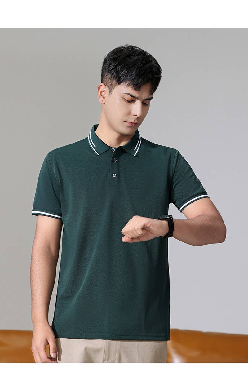 CWTBLS02416_COLLARED CUSTOM LOGO SHORT SLEEVE POLO SHIRT