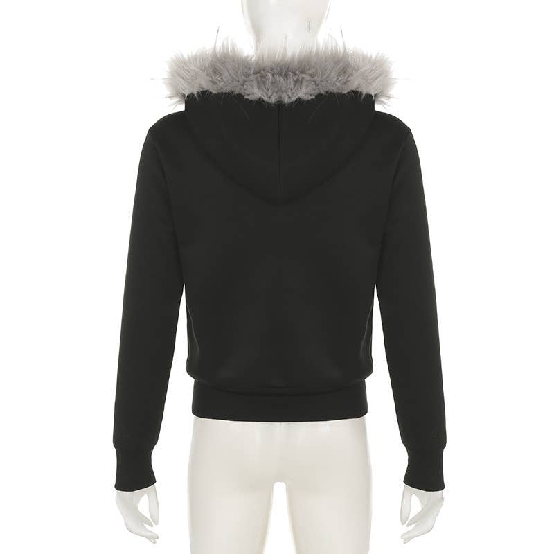 Distinctive street star rhinestone zipper jacket