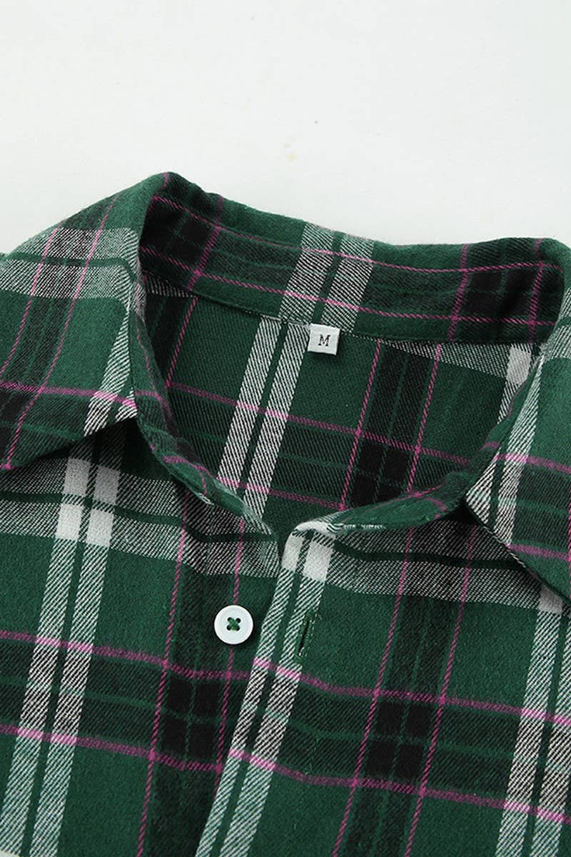 CWTBLL00612_GREEN PLAID COMMUTER LONG-SLEEVED CASUAL COATS