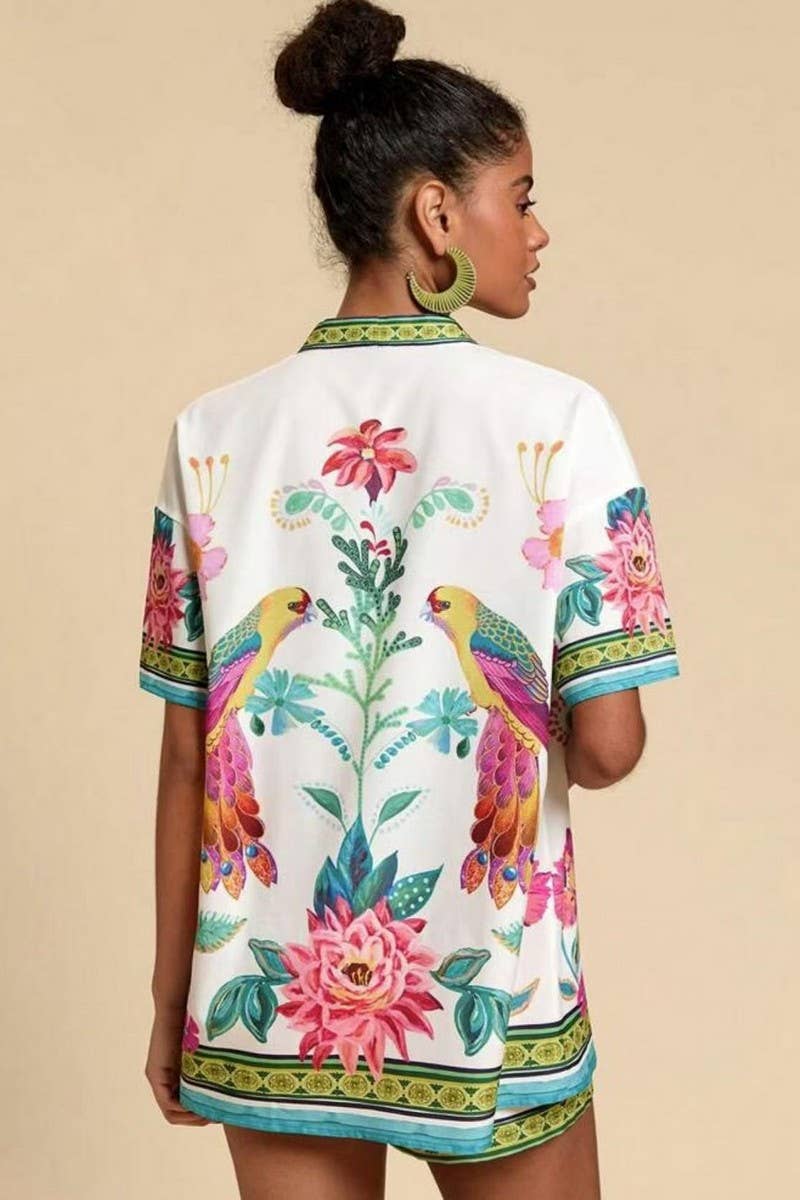 CWSTB2001_CASUAL FLORAL PRINT SHORT SLEEVE & SHORTS SET