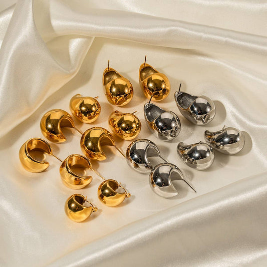FASHION GLOSSY TEXTURED WATER DROP EARRINGS_CWASC1657