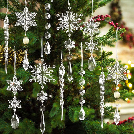 CWMM10168_CHRISTMAS ACRYLIC ICICLE SNOWFLAKE ORNAMENTS