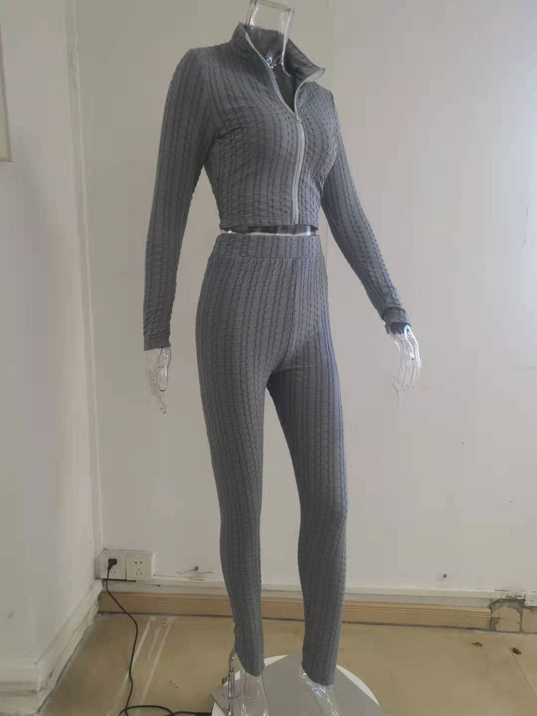 CASUAL SOLID COLOR PINEAPPLE CHECK SPORTS SUIT