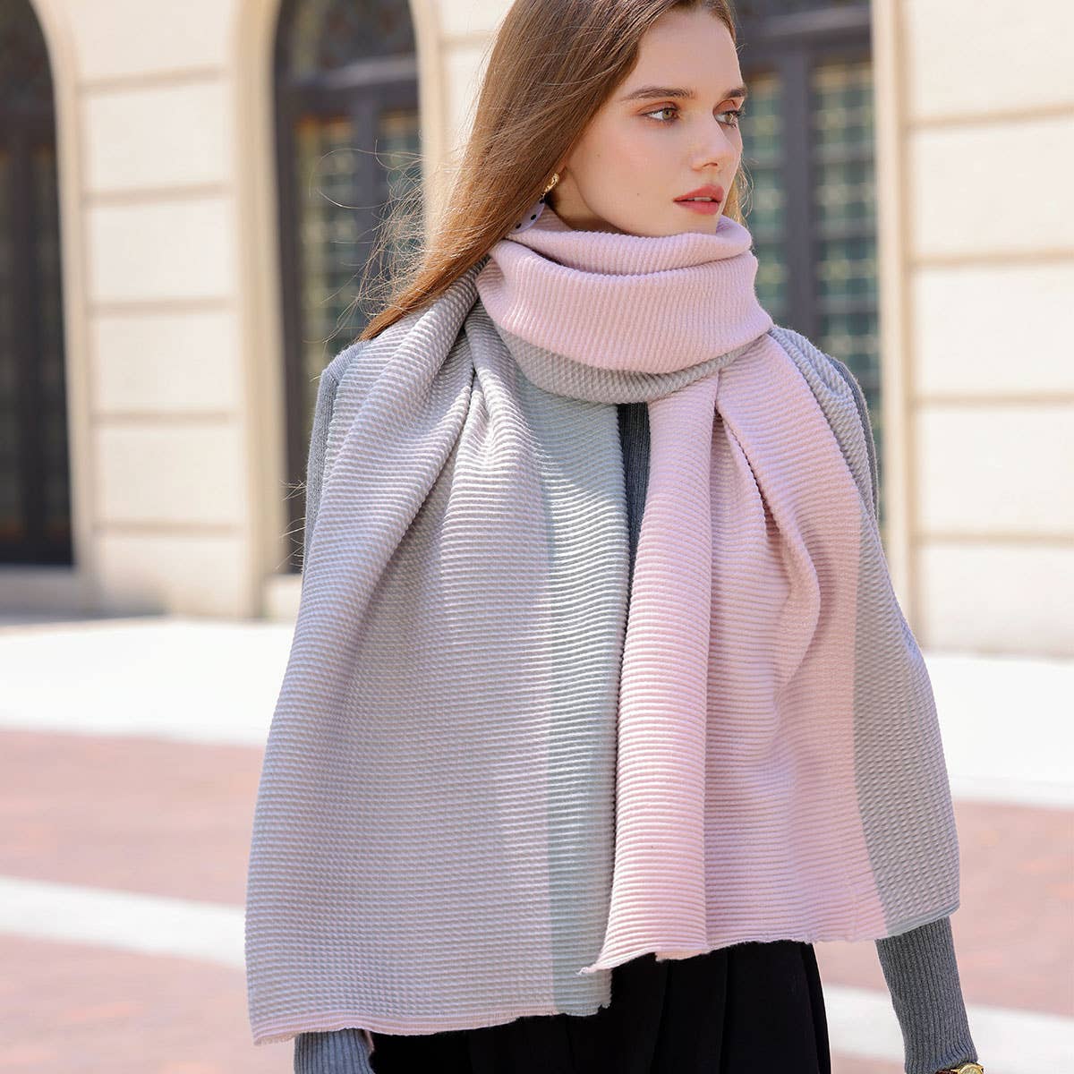 Double-Sided Crinkle Scarf - Elegant Winter Wrap