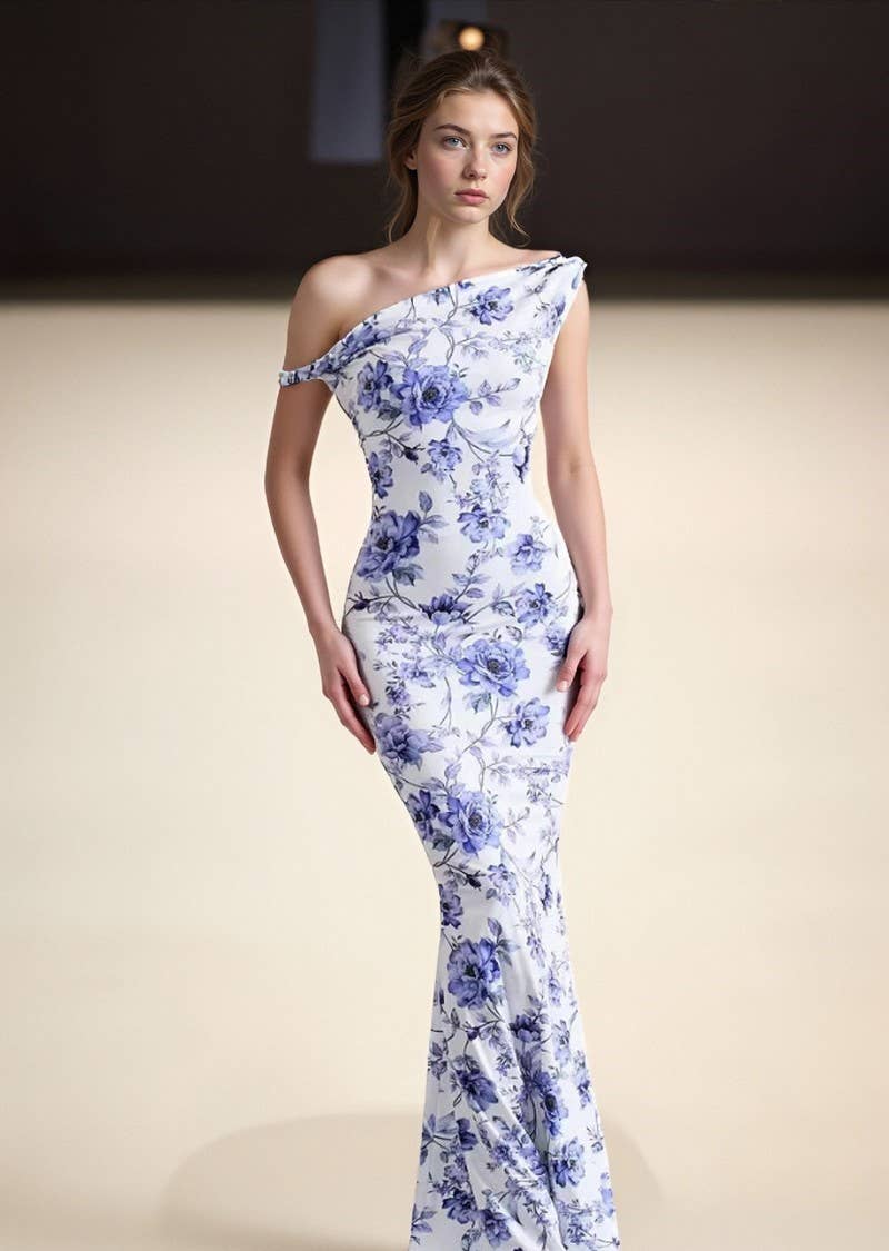 CWDMD01078_FLORAL BODYCON ELEGANT COCKTAIL LONG DRESS