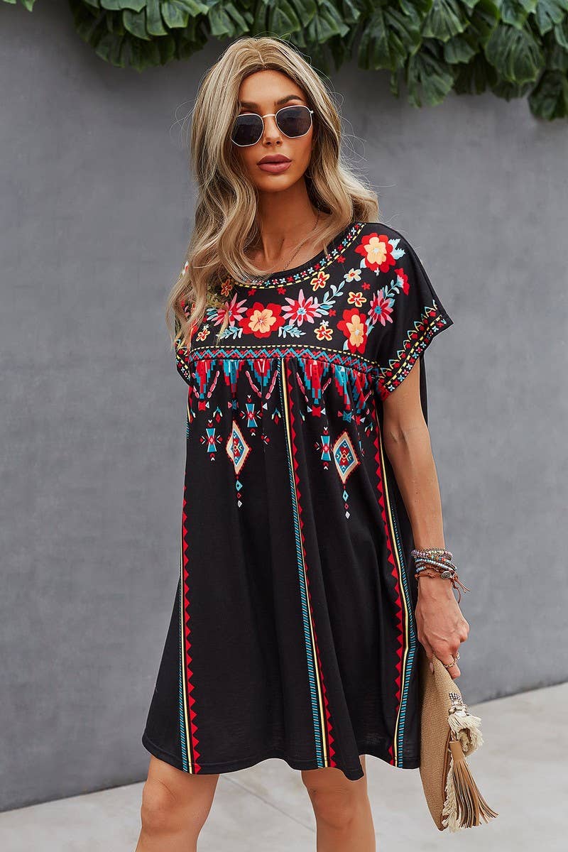 CWDSD8930_CASUAL HOLIDAY LOOSE SHORT DRESS