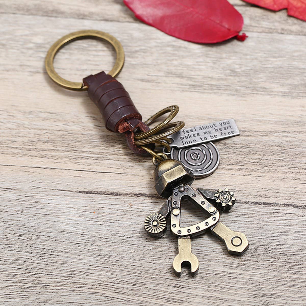 VINTAGE BRAIDED ROBOT COWHIDE KEYCHAIN
