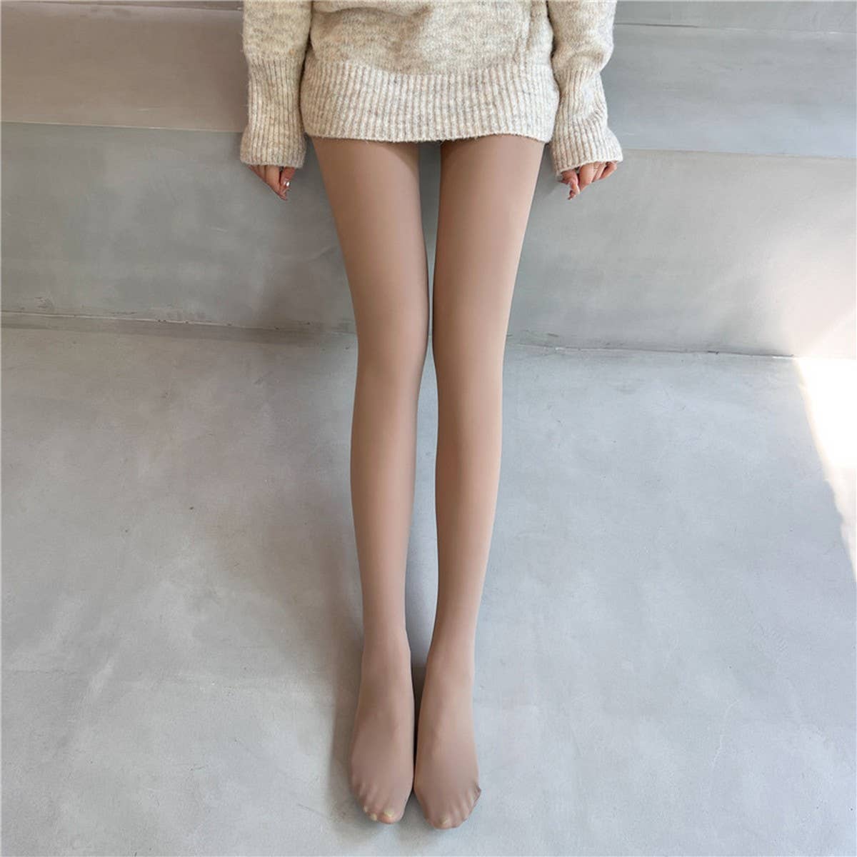 Winter Nude Sheer Leggings ? Glossy Bare-Leg Look