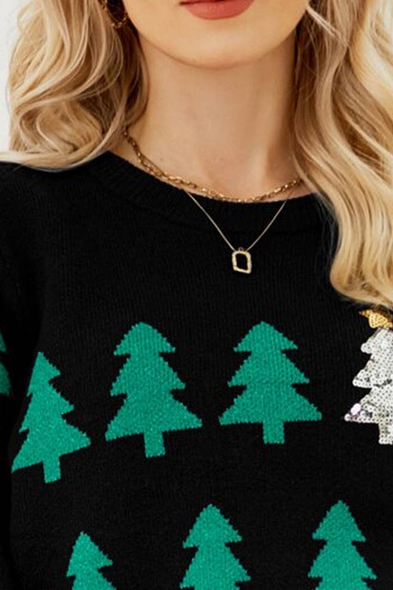 CWOSWL2440_JACQUARD CHRISTMAS TREE CHRISTMAS SWEATER