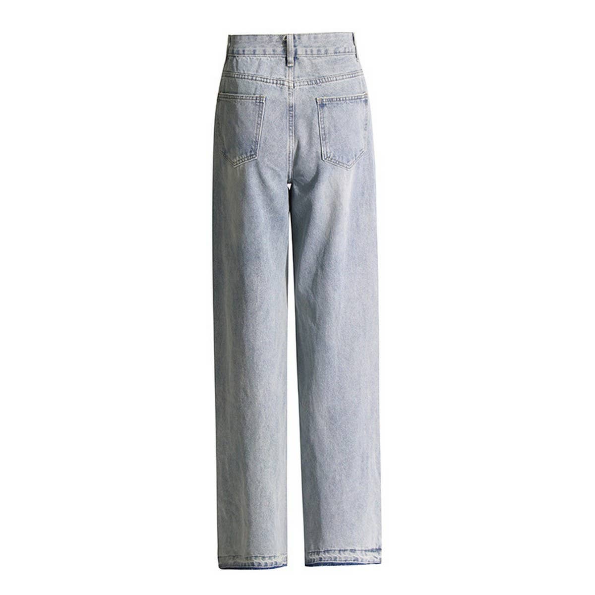 HIGH WAISTED STUDDED PEARL STRAIGHT LEG JEANS