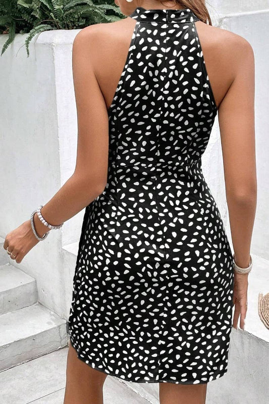 CWDSD4863_SUMMER HALTER SLEEVELESS FLORAL DRESS SHORT