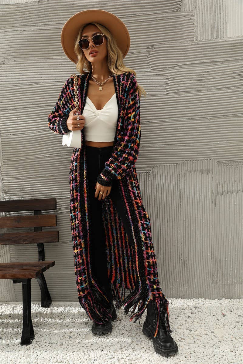 CWOCAL0933_FRINGED LONG COLORFUL CARDIGAN COAT