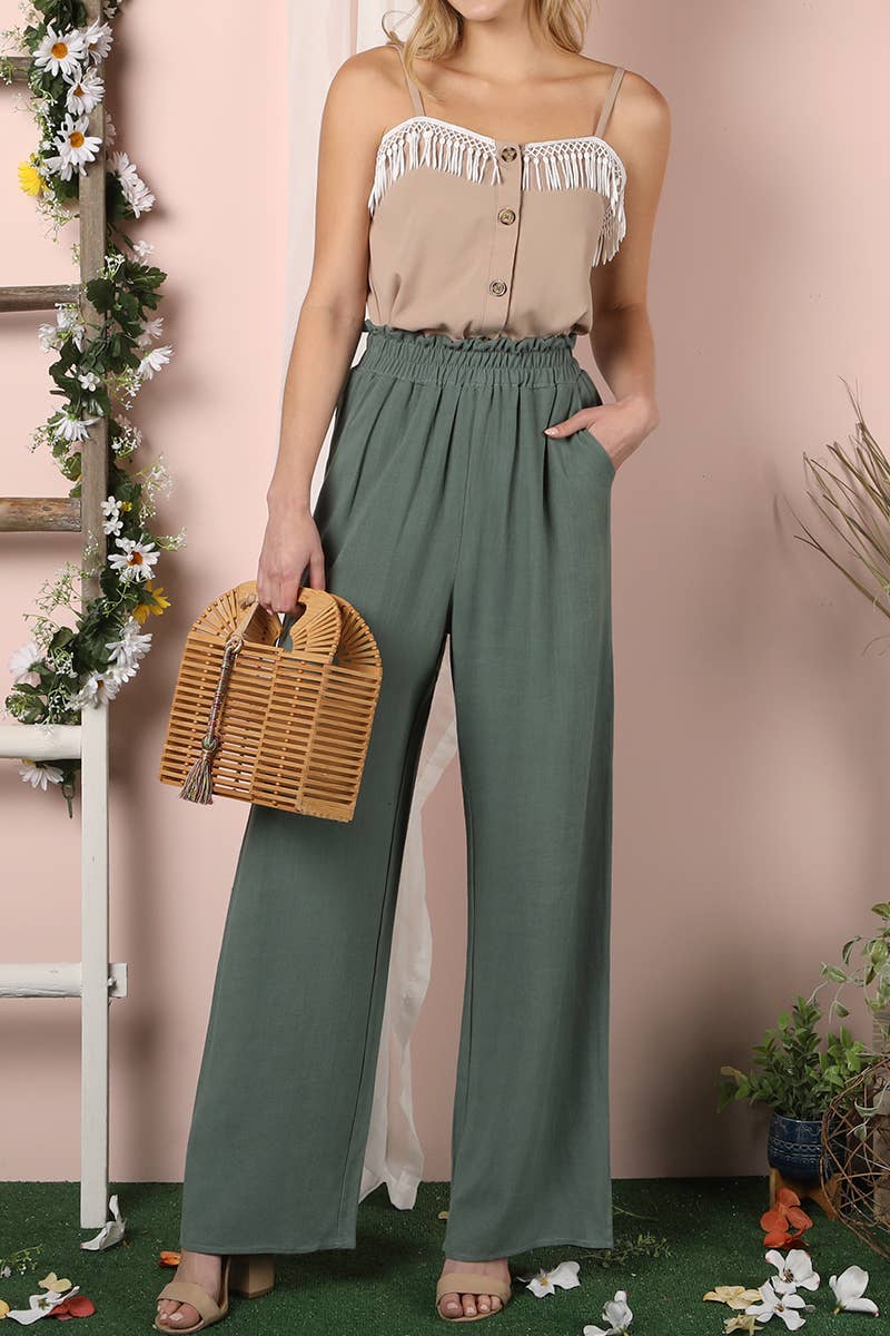 CWBLP267_EASY PULL ON COTTON WITH SIDE POCKET LINEN PANTS