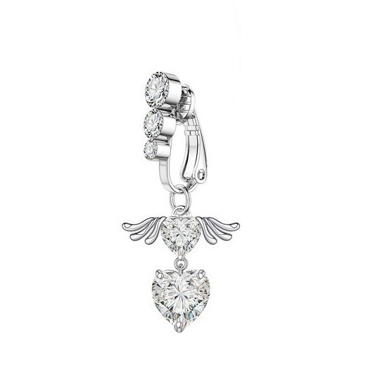 No-Piercing Navel Clip Ring with Moon&Heart Charm＿CWMM9227