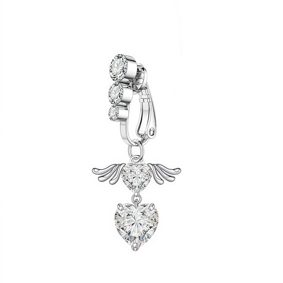 No-Piercing Navel Clip Ring with Moon&Heart Charm＿CWMM9227