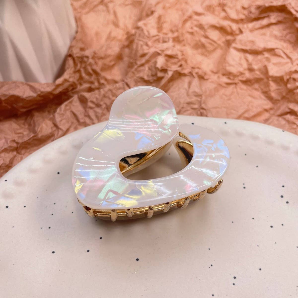 Irregular Acetate Metal Hair Claw - Chic Mid Clip_CWAHA0562