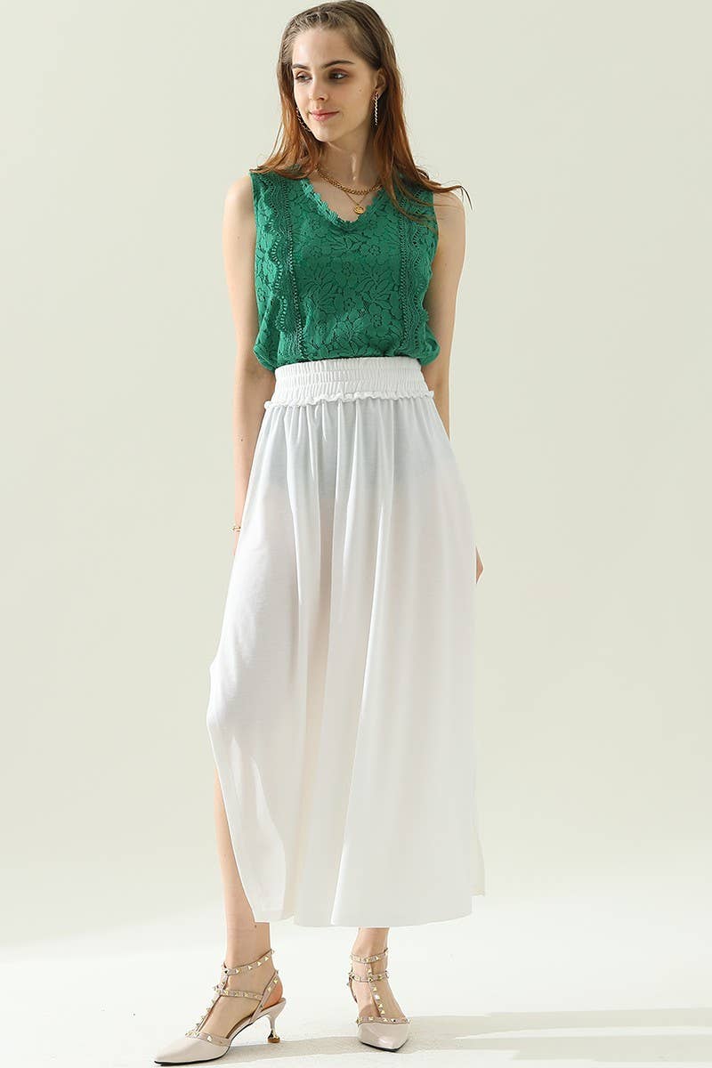 CWBLS133-S_BANDED SMOCKING WAIST MAXI SKIRT WITH POCKET
