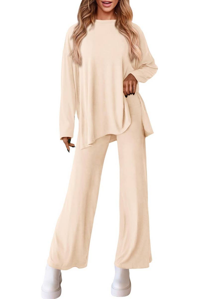 CWSTB00483_2025 KNIT LOUNGE SET WOMEN 2 PIECE CASUAL OUTFITS