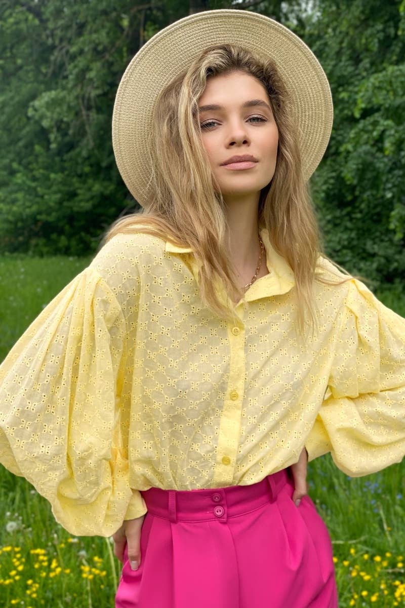 CWTSTL1598_SEE THROUGH LANTERN SLEEVE LONG SLEEVE SHIRT TOP