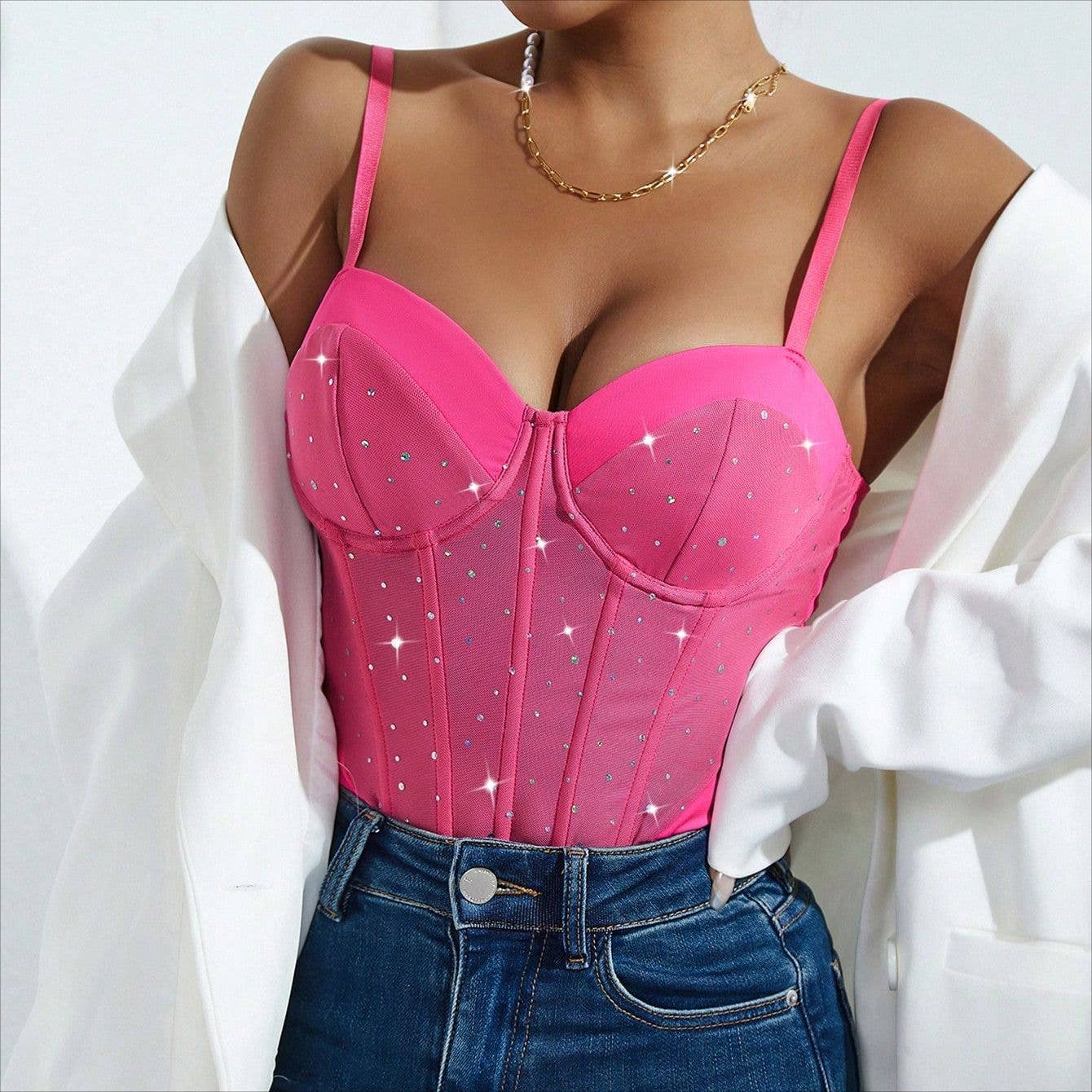GLITTER SEQUINED FISHBONE SLIM FIT SEXY BODYSUIT
