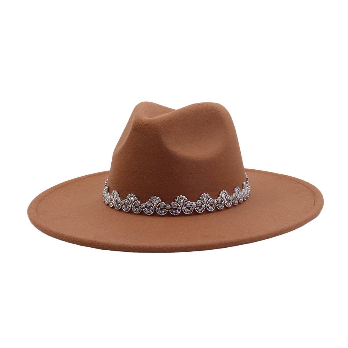 Men & Women Wool Blend Fedora Hat Heart Top_CWAH04386