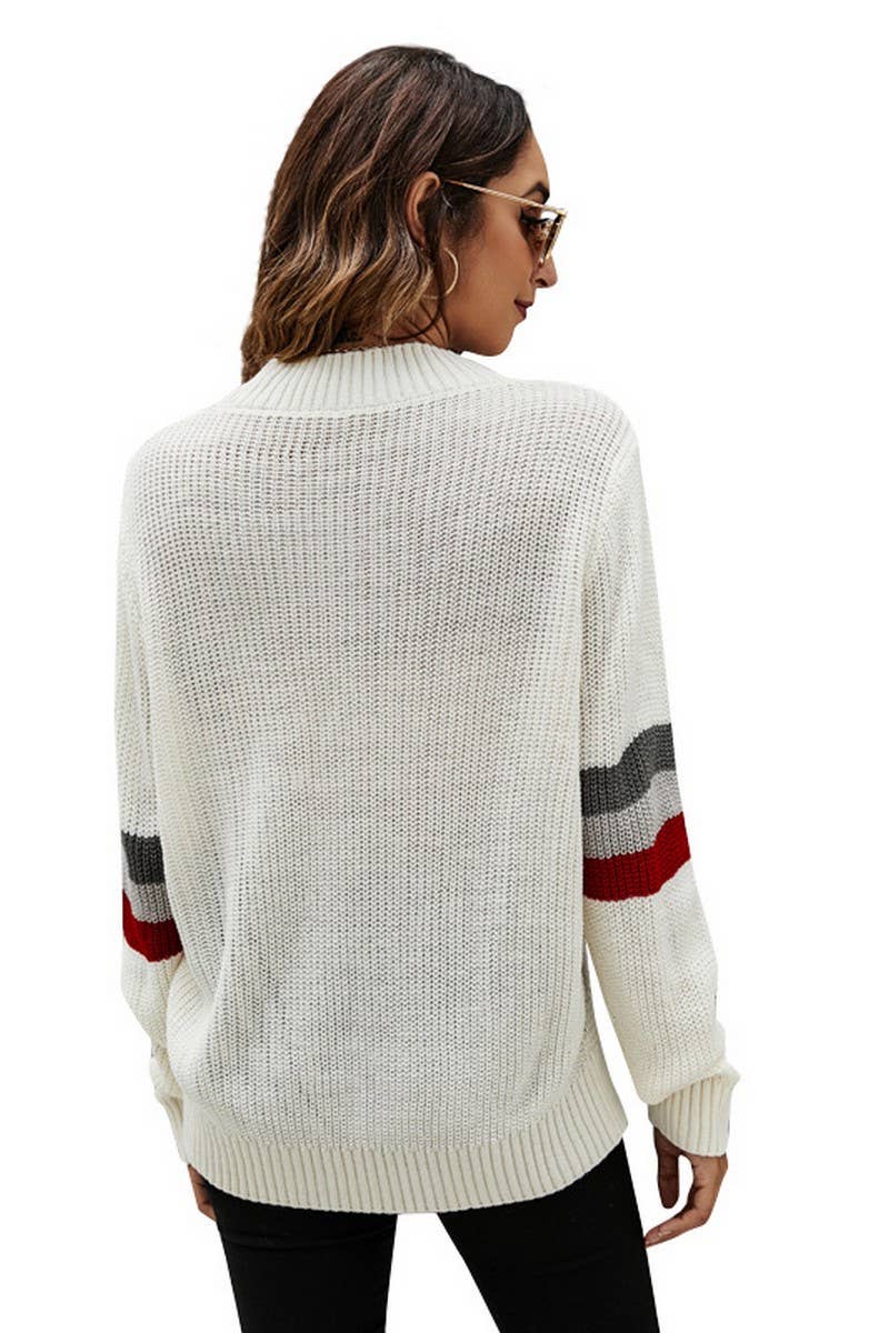 CWOSWL2711_LOOSE CREW NECK LONG SLEEVE KNITTED SWEATER