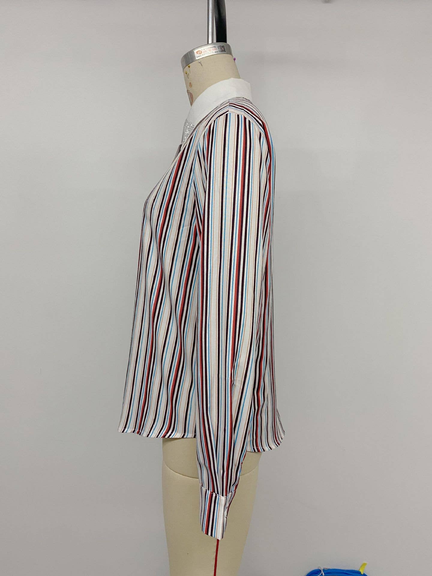 Casual lapel colorful vertical striped shirt