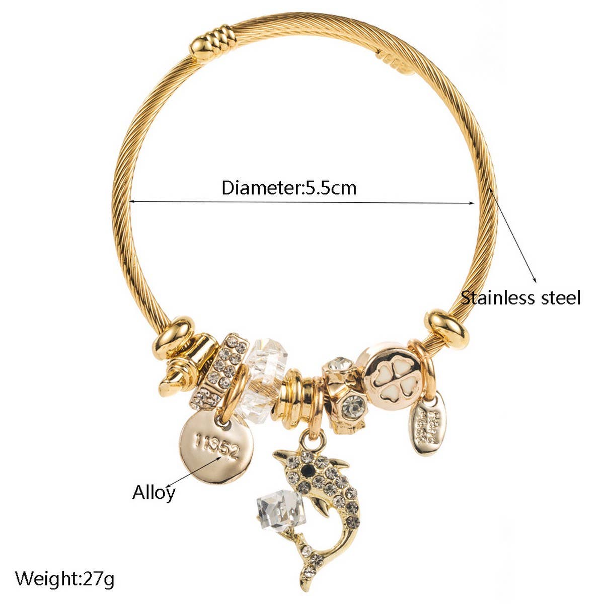 Luxury Beaded Bracelet with Dolphin Charm