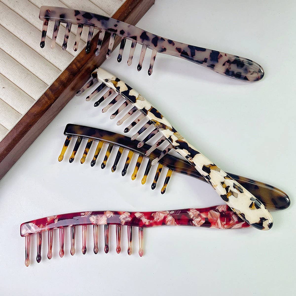 Vintage Wide Tooth Acetate Comb for Curly Hair