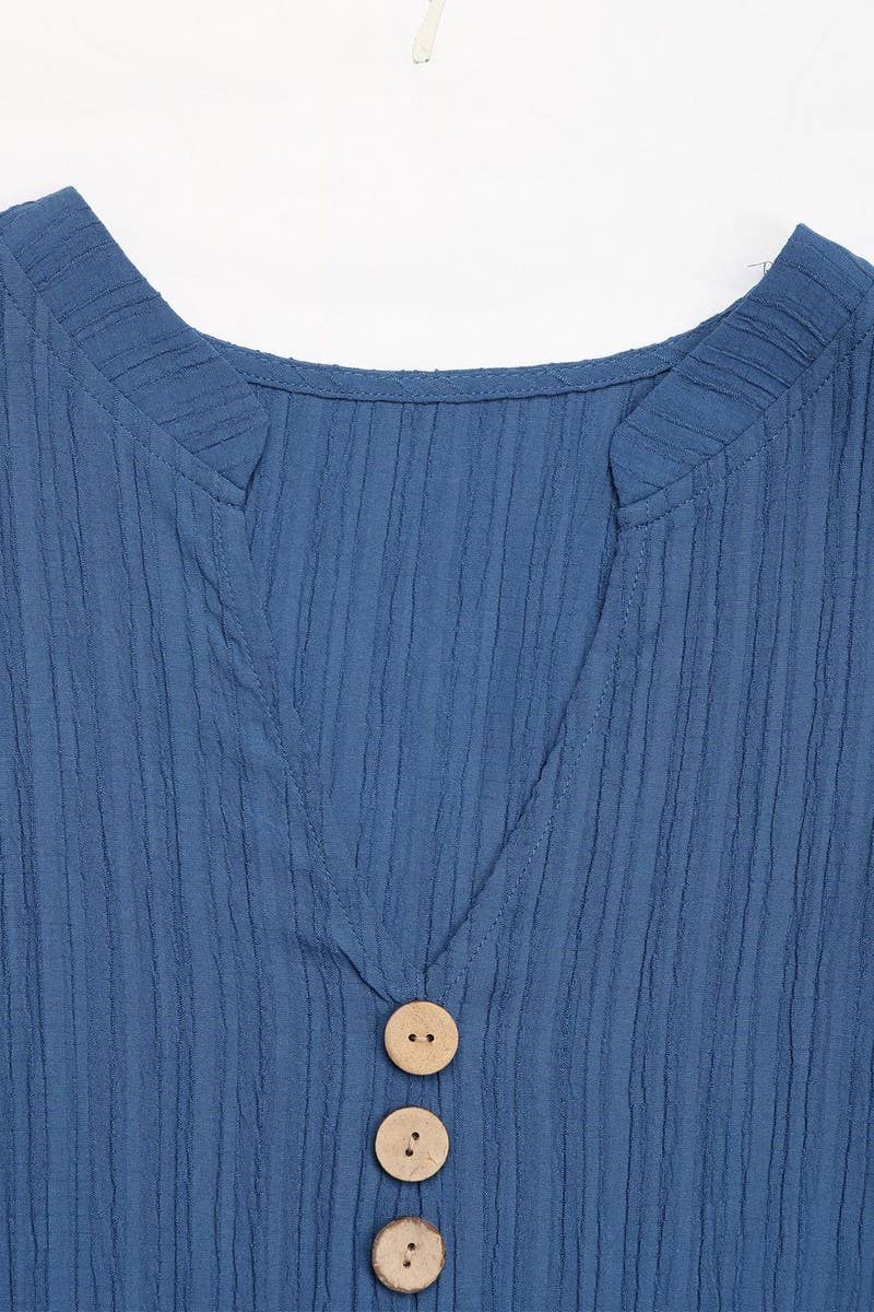 CWDMD4221_SOLID COLOR V-NECK TEXTURED SLEEVELESS DRESS