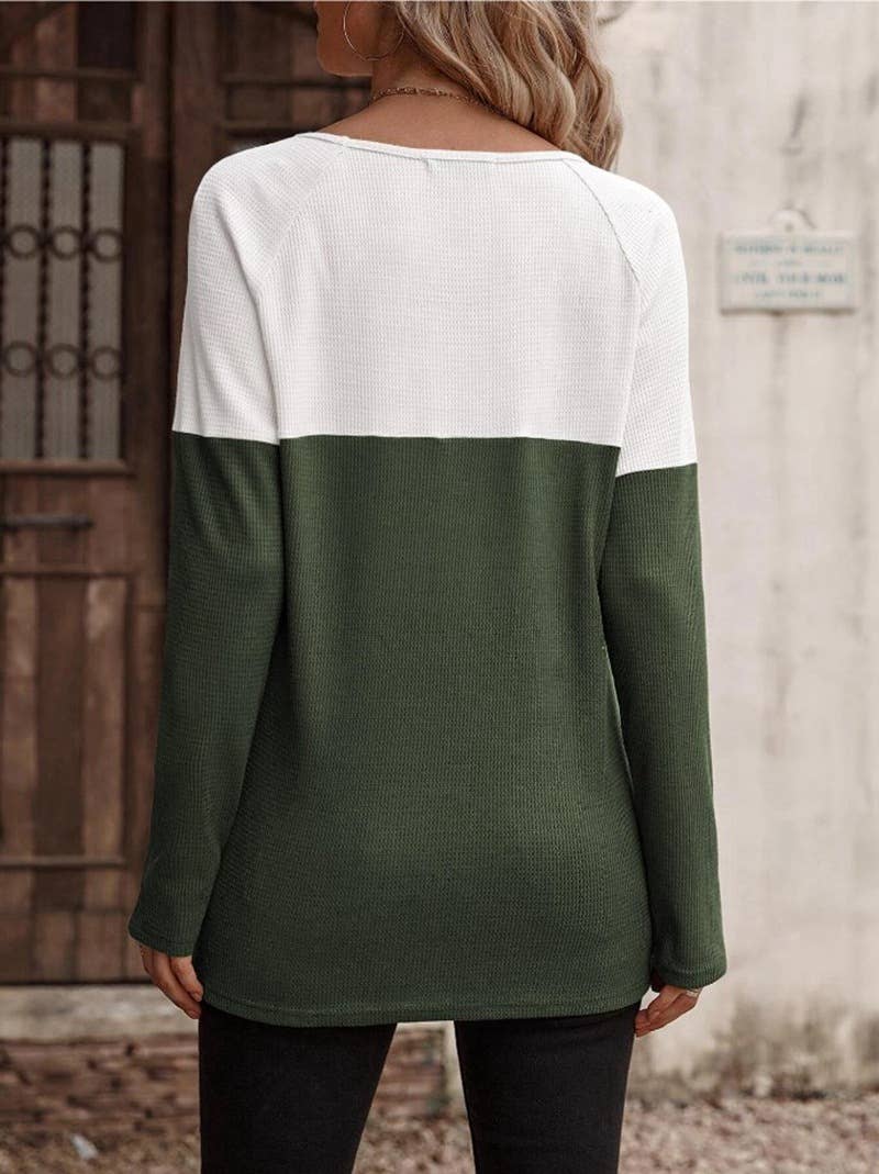 BUTTON EMBELLISHED COLOR PULLOVER SWEATER