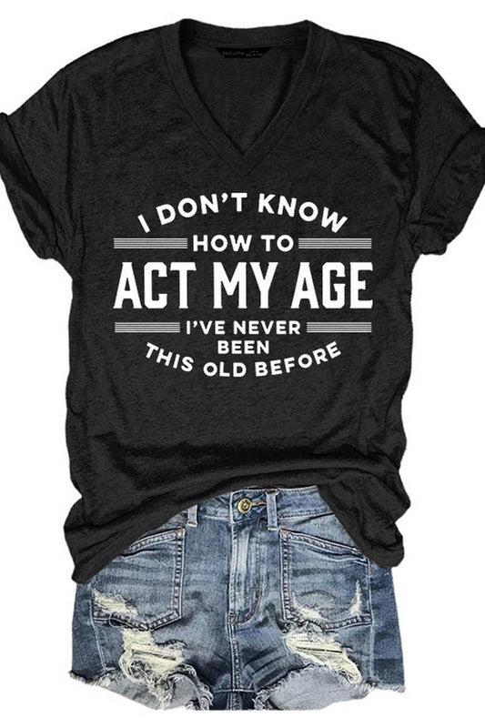 CWTTS1063_DOUBLE SIDED PRINTED V NECK SHORT SLEEVED T SHIRT