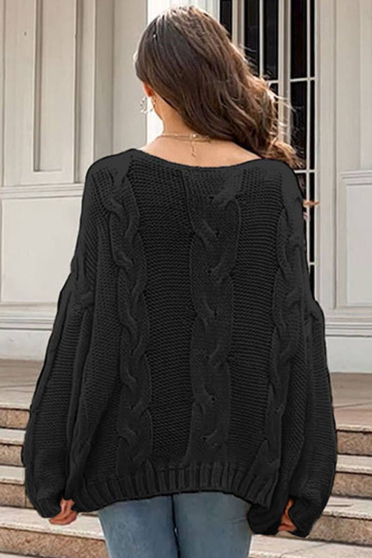 CWOSWL6735_WINTER ONE-SHOULDER LOOSE LONG-SLEEVED SWEATER