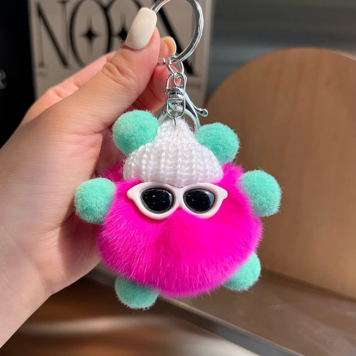 CUTE RABBIT FUR BRIQUETTES CAR KEYCHAIN PENDANT