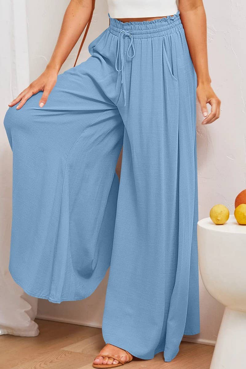 CWBLP0710_CASUAL ELASTIC WAIST WIDE LEG PANTS