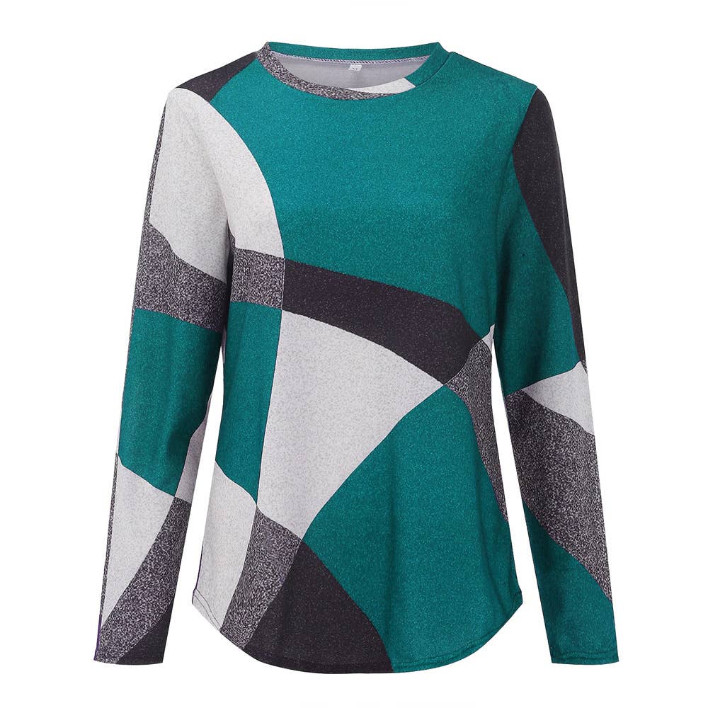 COMFORTABLE GEOMETRIC DESIGN COLOR CONTRAST SHIRT