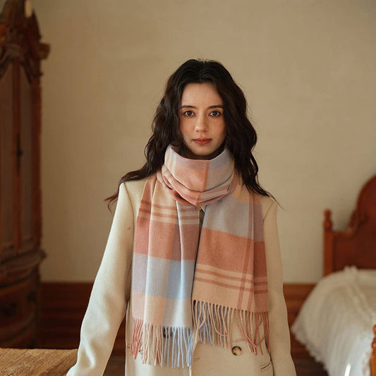 100% Wool Plaid Scarf – Soft Reversible Wrap_CWASC2348