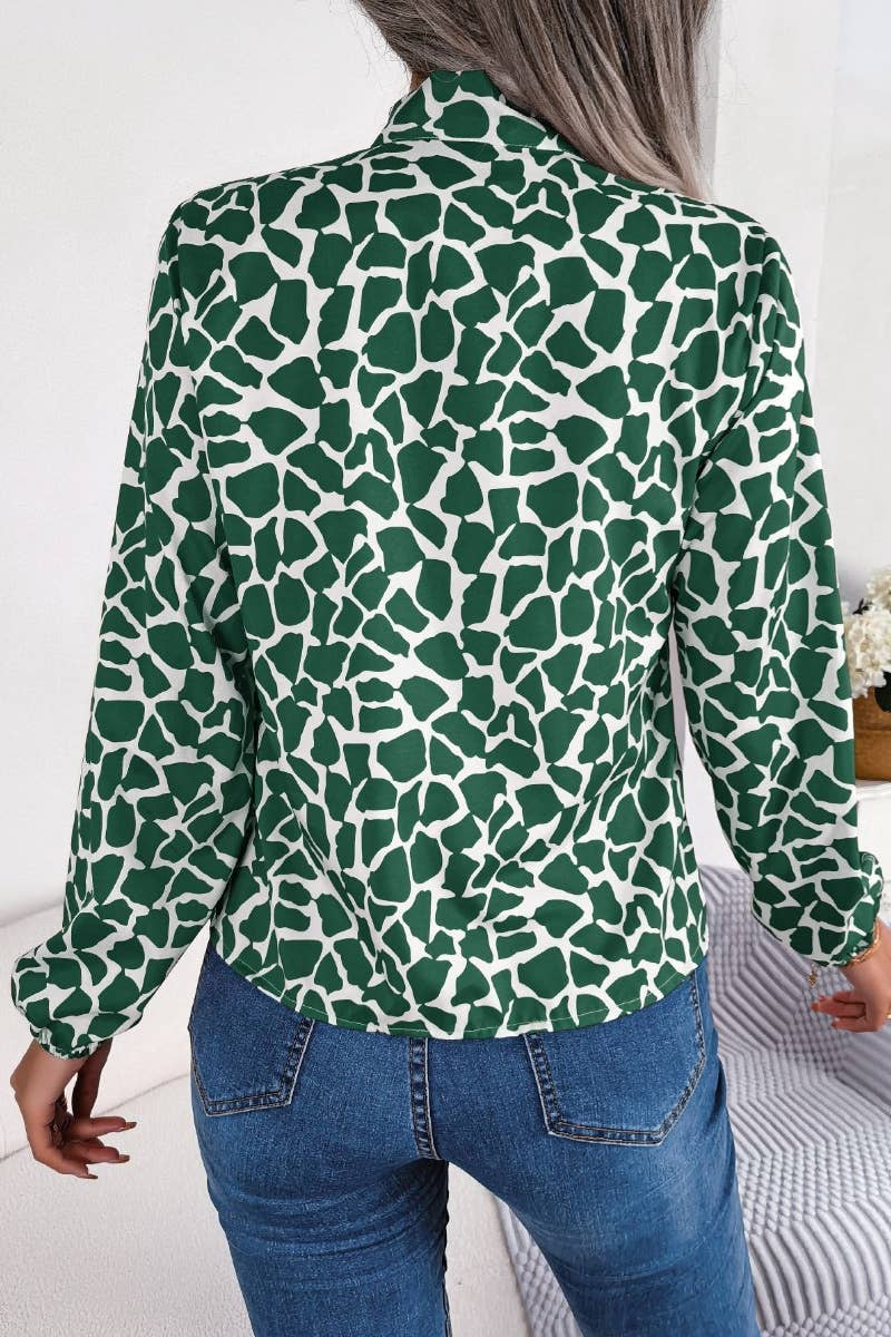 CWTSTL2128_AUTUMN COLOR CONTRAST LANTERN SLEEVE TOP