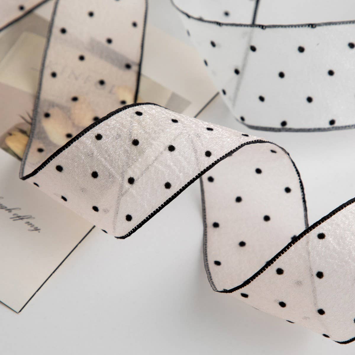 POLKA DOT FLOCKING RIBBON HANDMADE DIY BOW RIBBON_CWMM5781