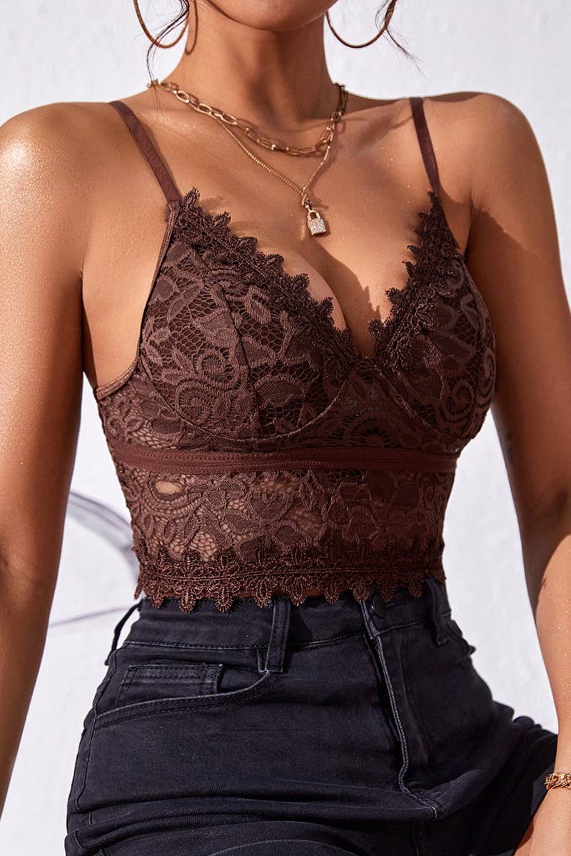 CWTTK0400_DEEP V-NECK  LACE SEXY TANK TOP